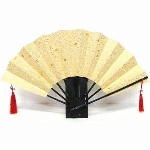 Japanese Decorative Gold Cherry Blossom Display Fan with Stand & Box, Made in Japan