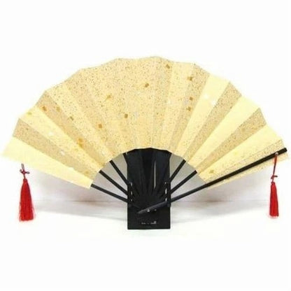 Japanese Decorative Gold Cherry Blossom Display Fan with Stand & Box, Made in Japan