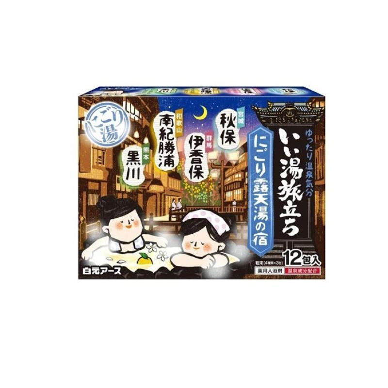 Iiyu Tabidati Japanese Hot Spring Bath Powder 12 Pack, 4 Scents (Akiu, etc.)