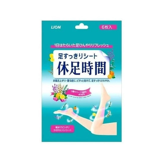 Lion Kyusoku Jikan Cooling Gel Sheets for Legs & Feet 6 Sheets Made in Japan