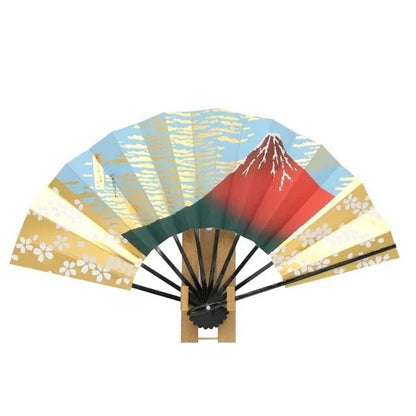 Japanese Hokusai Red Fuji Decorative Fan Stand Box Kyoto Made in Japan