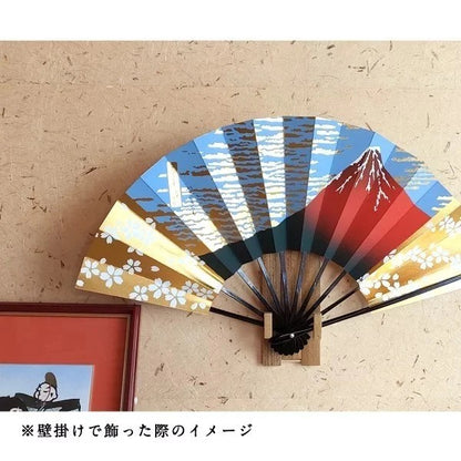 Japanese Hokusai Red Fuji Decorative Fan Stand Box Kyoto Made in Japan